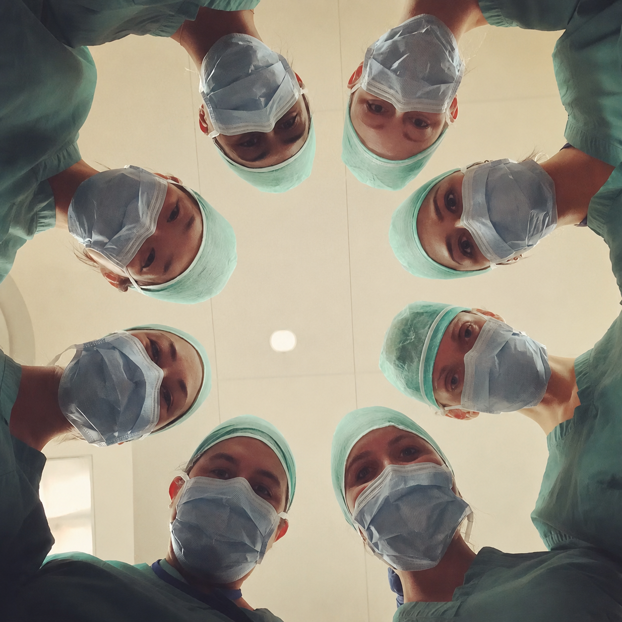 Equipa médica em ambiente clínico